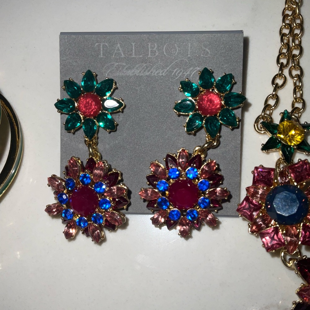 Talbots Multicolor Statement Necklace, Earrings, … - image 4